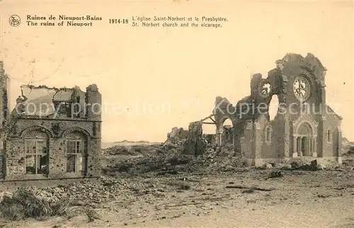 AK / Ansichtskarte Nieuport Bains Ruines Eglise Sait Norbert et le Presbytere Nieuport Bains