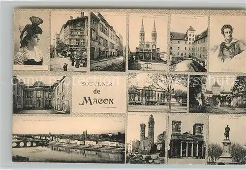 AK / Ansichtskarte Macon_Saone et Loire Tracht Kirchen Denkmal Flusspartie Macon Saone et Loire