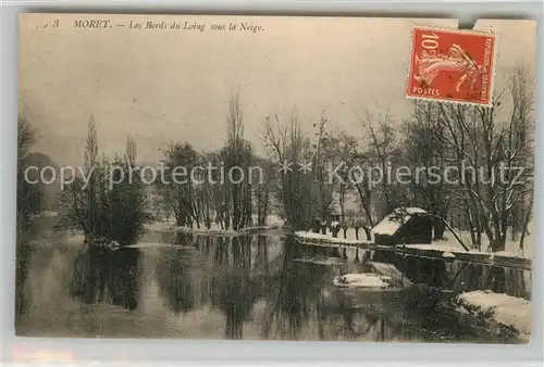 AK / Ansichtskarte Moret sur Loing Les Bords du Loing sous la Neige Moret sur Loing