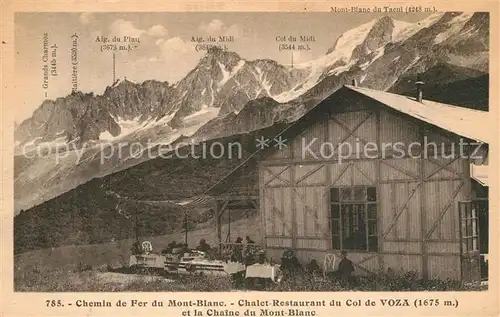 AK / Ansichtskarte Chamonix Chemin de Fer du Mont Blanc Chalet Restaurant du Col de Voza Chaine du Mont Blanc Alpes Francaises Chamonix
