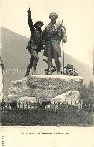 AK / Ansichtskarte Chamonix Monument de Saussure Statue Chamonix