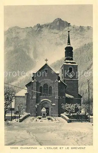 AK / Ansichtskarte Chamonix Eglise et le Brevent Alpes Francaises en hiver Collection Les Deux Savoies Chamonix
