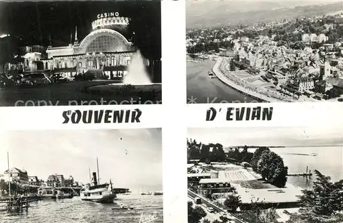 AK / Ansichtskarte Evian les Bains_Haute_Savoie Casino la nuit Port Vapeur Lac Leman vue aerienne Evian les Bains_Haute