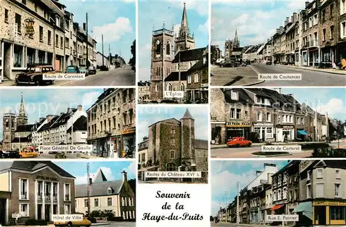 AK / Ansichtskarte Haye du Puits_La Route de Carentan Coutances Carteret Hotel de Ville Chateau XVI Haye du Puits_La