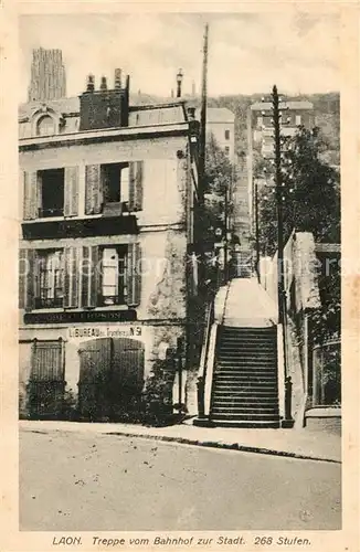 AK / Ansichtskarte Laon_Aisne Treppe Bahnhof zur Stadt Laon_Aisne