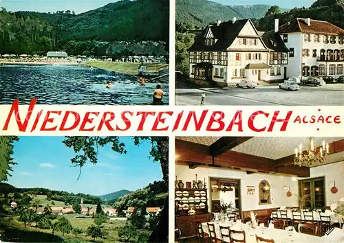 AK / Ansichtskarte Niedersteinbach_Bas Rhin Hotel Au Cheval Blanc Schwimmbad Panorama Niedersteinbach_Bas Rhin