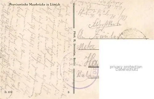 AK / Ansichtskarte Luettich Provisorische Maasbruecke Luettich