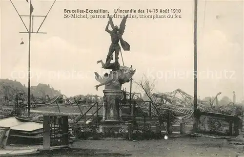 AK / Ansichtskarte Bruxelles_Bruessel Exposition 1910 St Michel patron de Bruxelles triomphant du feu Bruxelles_Bruessel