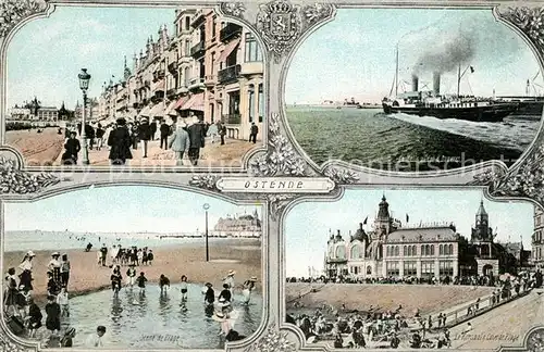 AK / Ansichtskarte Ostende_Oostende La Digue a la Kursaal Scene de Plage La Molle avant a Douvres Le Kursaal 