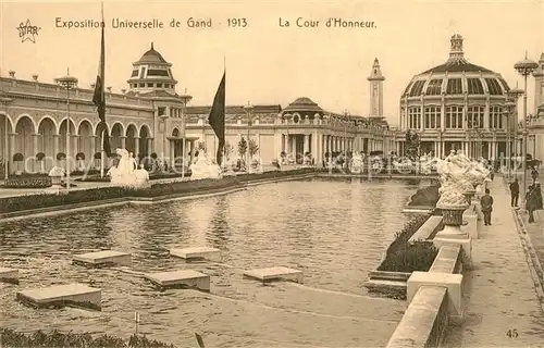 AK / Ansichtskarte Gand_Belgien Exposition Universelle de Gand 1913 La Cour d Honneur Gand Belgien