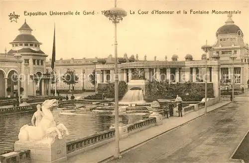 AK / Ansichtskarte Gand_Belgien Exposition Universelle de Gand 1913 La Cour dHonneur et la Fontaine Monumentale Gand Belgien