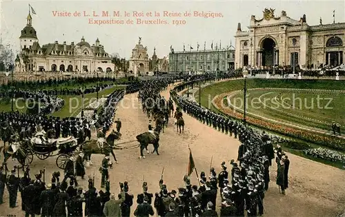 AK / Ansichtskarte Bruxelles_Bruessel Visite de le Roi et la Reine de Belgique Exposition 1910 Bruxelles_Bruessel