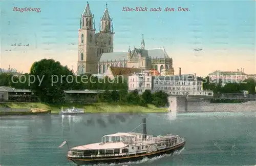 AK / Ansichtskarte Magdeburg Elbe Blick mit Dom Magdeburg