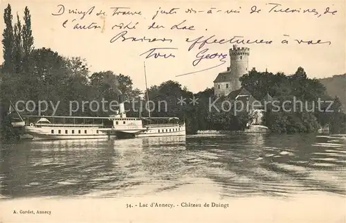 AK / Ansichtskarte Duingt Chateau Lac d Annecy Bateau Duingt