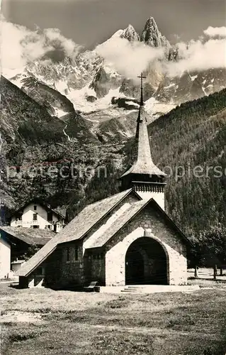 AK / Ansichtskarte Les_Praz Chapelle Aiguille du Dru Aiguille Verte Alpes Francaises Les_Praz