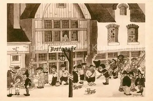 AK / Ansichtskarte Belgien Ye Old Print Shop Karikatur Belgien