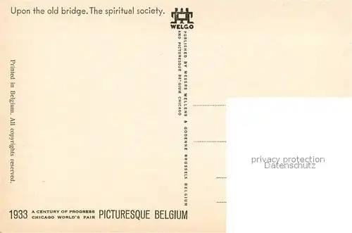 AK / Ansichtskarte Belgien Upon the old bridge The spiritual society Karikatur Belgien