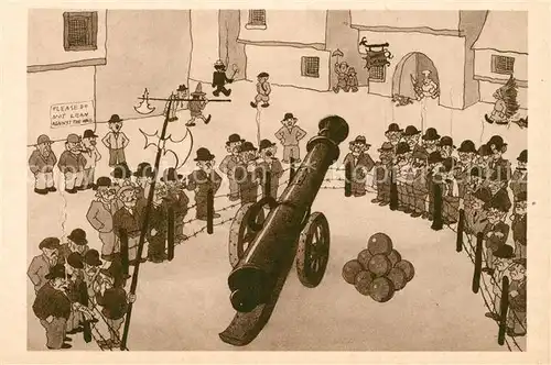 AK / Ansichtskarte Belgien They admire the old gun Karikatur Belgien