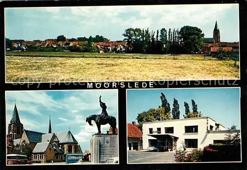 AK / Ansichtskarte Moorslede Panorama Kerk met standbeeld van Peter Lievens Westhove Moorslede