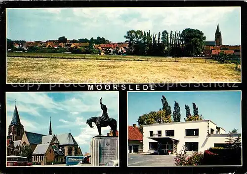 AK / Ansichtskarte Moorslede Panorama Kerk met standbeeld van Peter Lievens Westhove Moorslede