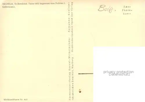 AK / Ansichtskarte Mecheln St Rombout Turm Mecheln