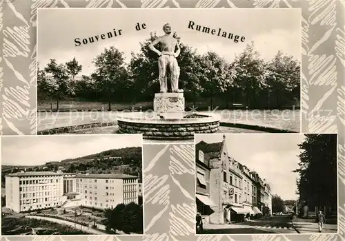 AK / Ansichtskarte Rumelange Teilansichten Statue Brunnen 