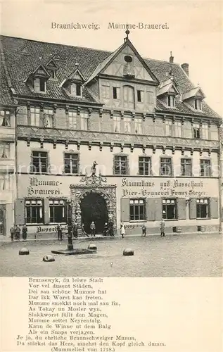 AK / Ansichtskarte Braunschweig Mumme Brauerei Braunschweig
