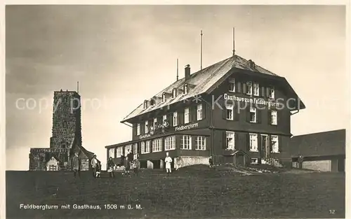 AK / Ansichtskarte Feldberg_Schwarzwald Turm mit Gasthaus Feldberg Schwarzwald