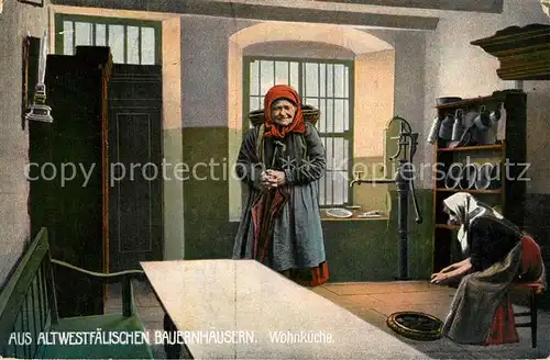 AK / Ansichtskarte Lippstadt Aus Altwestf?lische Bauernh?user B?uerinnen in der Wohnk?che Lippstadt