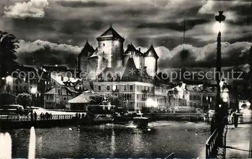 AK / Ansichtskarte Annecy_Haute Savoie Le Port et Chateau illumines la nuit Annecy Haute Savoie