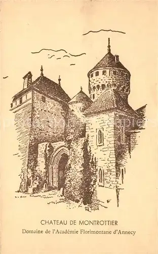 AK / Ansichtskarte Montrottier Chateau Dessin Kuenstlerkarte Montrottier