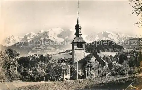 AK / Ansichtskarte Sallanches Eglise de Cordon et Mont Blanc Alpes Francaises Sallanches
