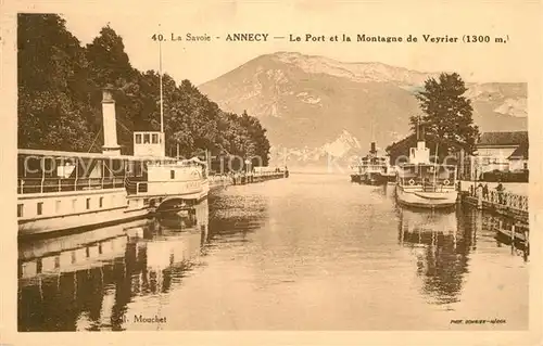 AK / Ansichtskarte Annecy_Haute Savoie Le Port et Montagne de Veyrier Alpes Francaises Annecy Haute Savoie