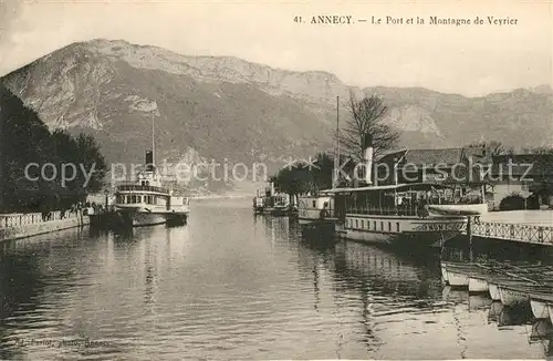 AK / Ansichtskarte Annecy_Haute Savoie Le Port Bateaux Montagne de Veyrier Alpes Annecy Haute Savoie