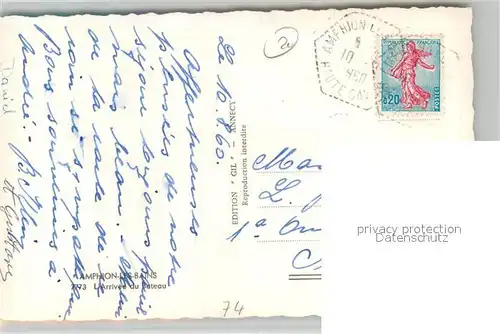 AK / Ansichtskarte Amphion Arrivee du Bateau Amphion