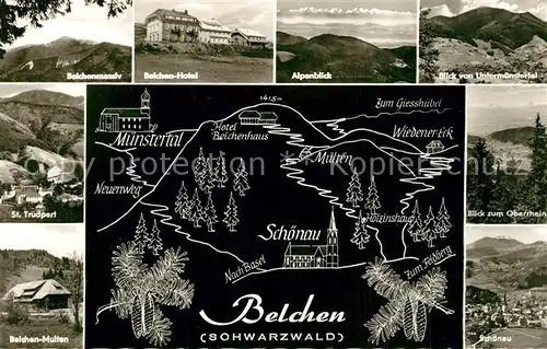 AK / Ansichtskarte Belchen_Baden Belchenhotel Schoenau Panoramakarte Belchen_Baden