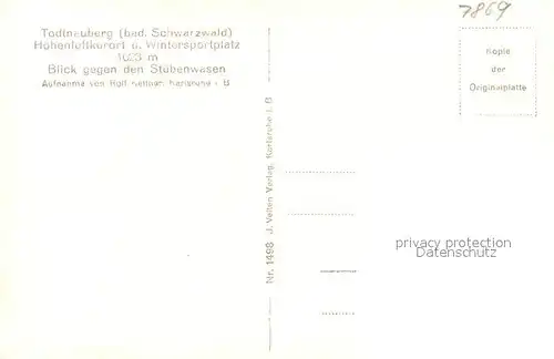 AK / Ansichtskarte Todtnauberg Panorama Stuebenwasen Todtnauberg