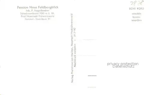 AK / Ansichtskarte Neustadt_Schwarzwald Pension Haus Feldbergblick P. Vogelbacher Neustadt_Schwarzwald