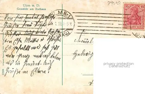 AK / Ansichtskarte Ulm_Donau Gem?lde am Rathaus Ulm_Donau