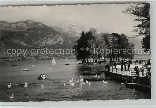 AK / Ansichtskarte Annecy_Haute Savoie Ile des Cygnes Lac Mont Veyrier la Tournette Alpes Annecy Haute Savoie