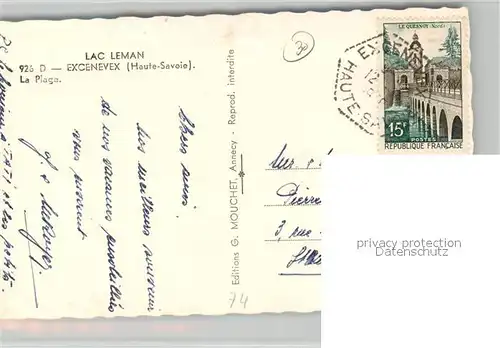 AK / Ansichtskarte Excenevex La Plage Lac Leman Excenevex