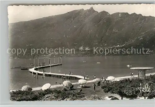 AK / Ansichtskarte Aix les Bains Plage au Lac du Bourget et Dent du Chat Alpes Aix les Bains