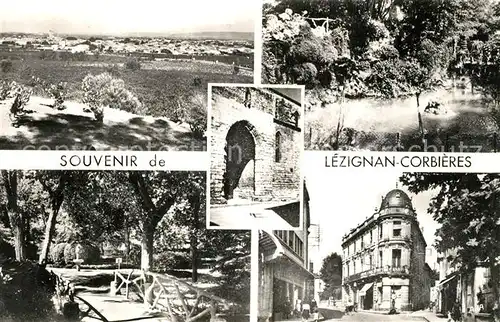 AK / Ansichtskarte Lezignan Corbieres Vue generale Jardin Public Portail de l Eglise Lezignan Corbieres