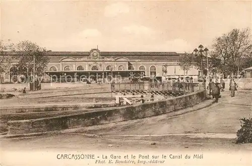 AK / Ansichtskarte Carcassonne La Gare et le Pont sur le Canal du Midi Carcassonne