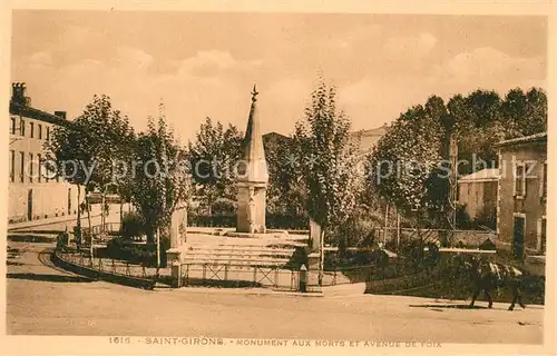 AK / Ansichtskarte Saint Girons_Ariege Monument aux Morts et Avenue de Foix Saint Girons Ariege