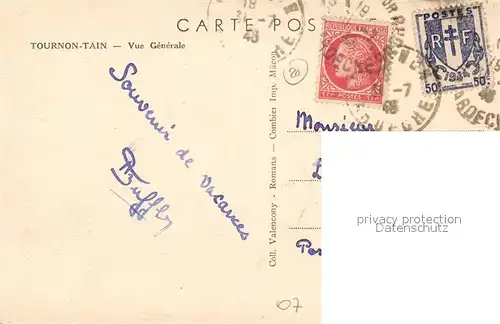 AK / Ansichtskarte Tournon sur Rhone Vue generale Tournon sur Rhone