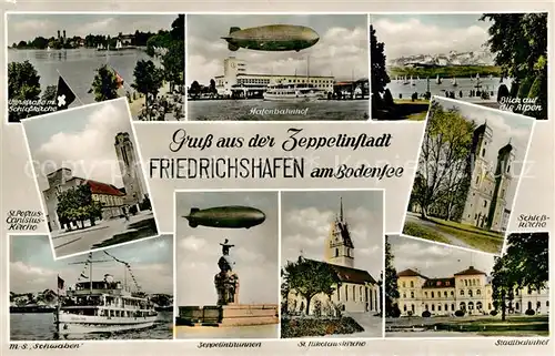 Friedrichshafen_Bodensee Zeppelinstadt Kirchen Luftschiffe Bahnhof Friedrichshafen Bodensee