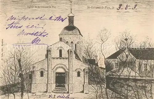AK / Ansichtskarte Saint Gerand le Puy Eglise Kirche Dessin Kuenstlerkarte Saint Gerand le Puy