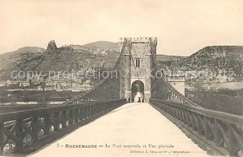 AK / Ansichtskarte Rochemaure Le Pont suspendu et Vue generale Rochemaure