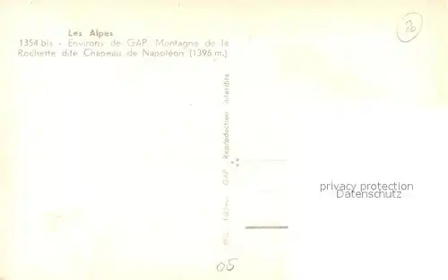 AK / Ansichtskarte Gap_Hautes Alpes Montagne de la Rachette dite Chapeau de Napoleon Gap_Hautes Alpes
